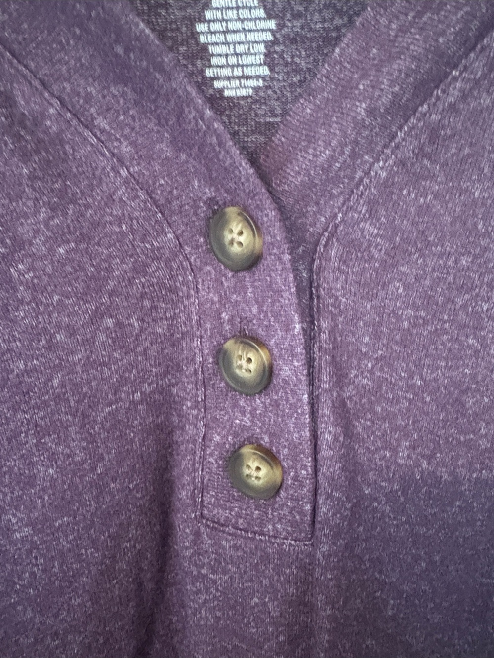St. John's Bay Plum V-Neck Henley Long Sleeve Top - Picture 5 of 6